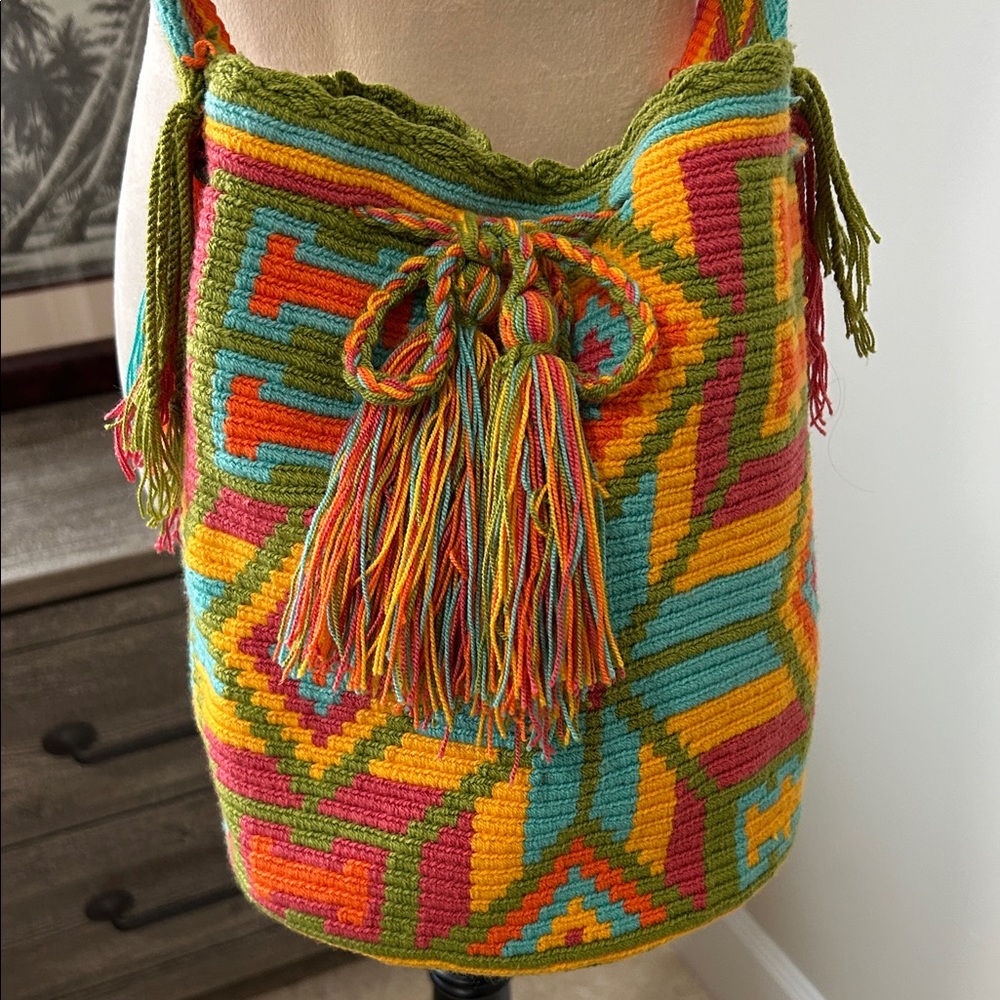 Bohemian Wayuu Tribe Woven handmade bucket colorful Crossbody Bag